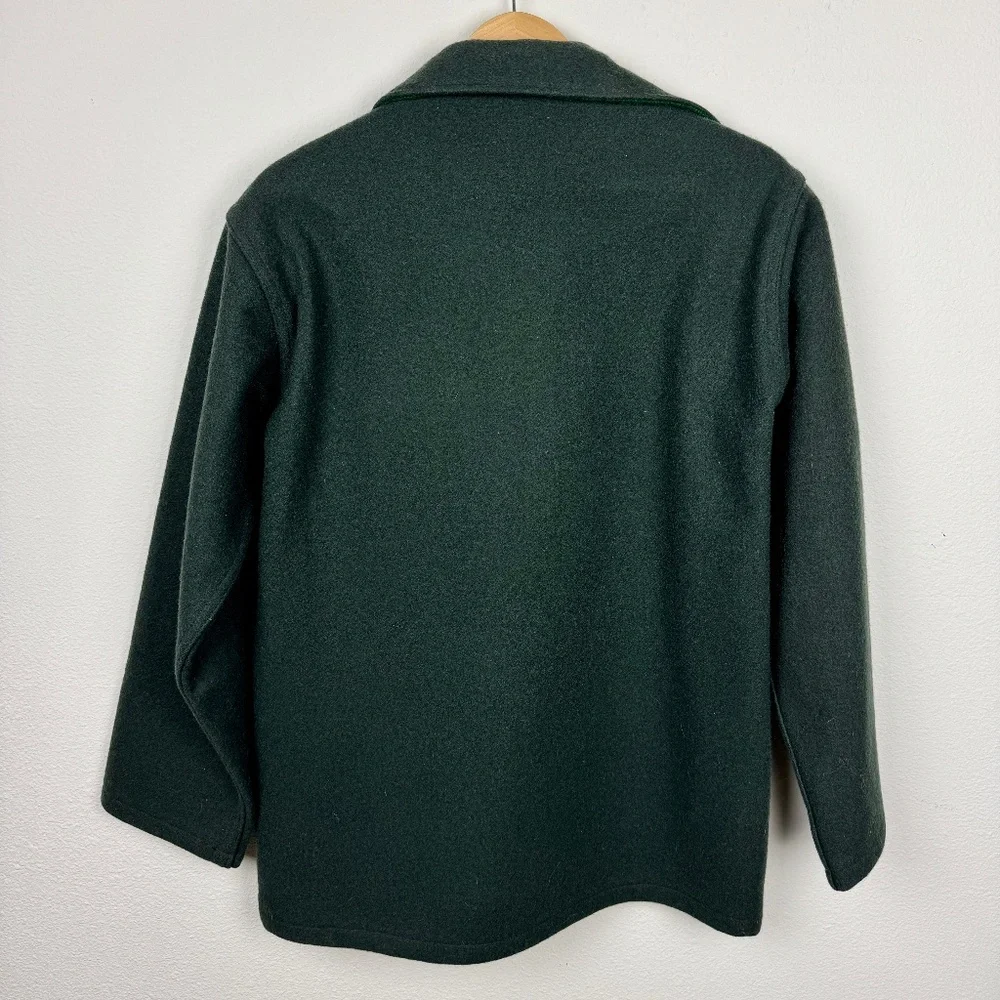 Vintage 70's Woolrich Green Work Jacket - 100% Wool - Minimalist Workwear - Picture 4 of 10